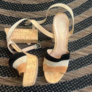 Gianvitto Rossi Milano Suede Sandals Cork Wedges Platform Autumn Heels 38.5 🤩